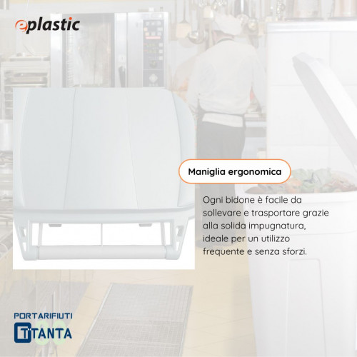 Bidone 80 litri con ruote per raccolta...