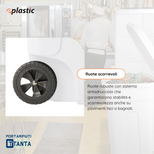 Bidone 80 litri con ruote per raccolta...