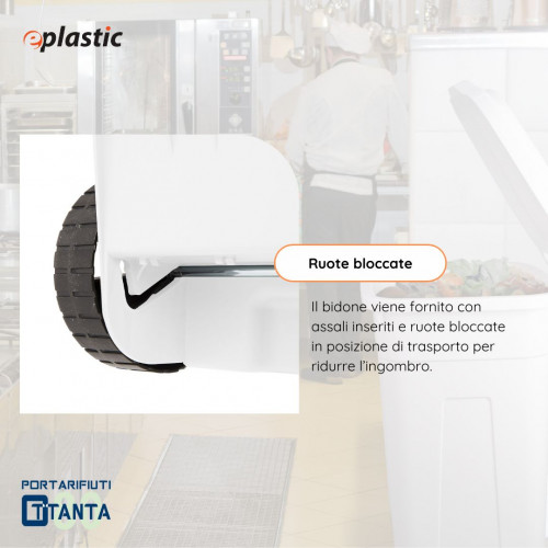 Bidone 80 litri con ruote per raccolta...