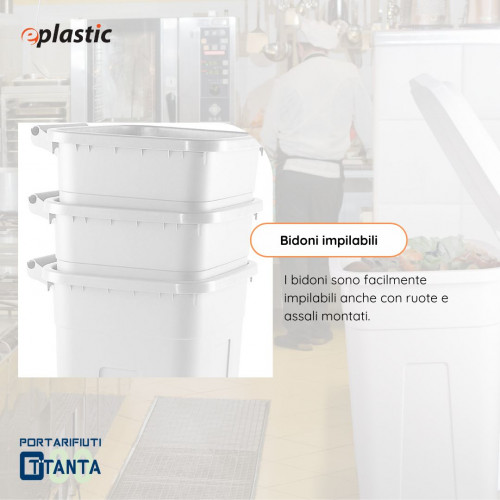 Bidone 80 litri con ruote per raccolta...