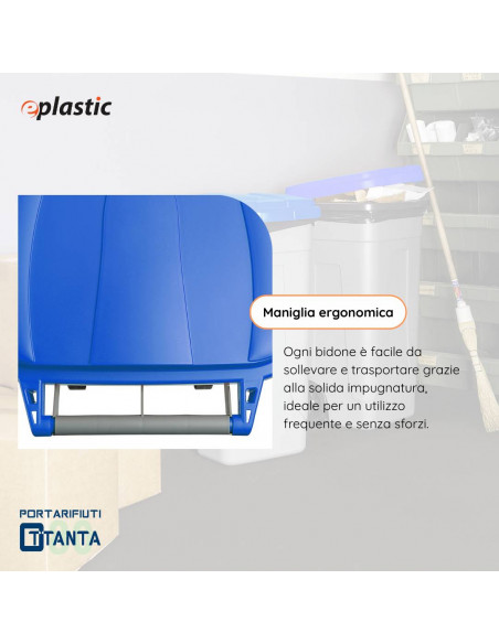 Bidone 80 litri con ruote per raccolta differenziata