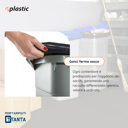 Bidone 80 litri con ruote per raccolta...