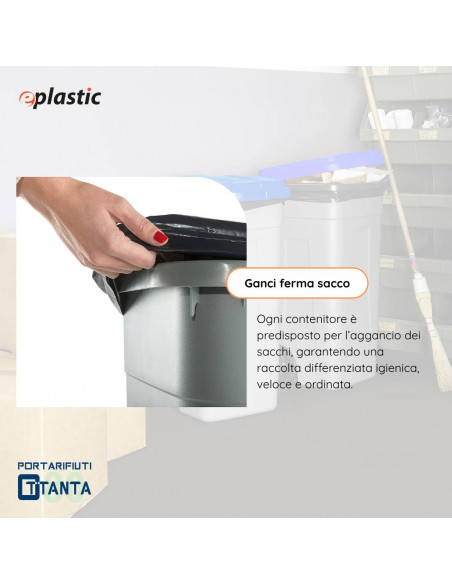 Bidone 80 litri con ruote per raccolta differenziata