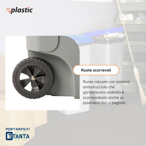 Bidone 80 litri con ruote per raccolta...