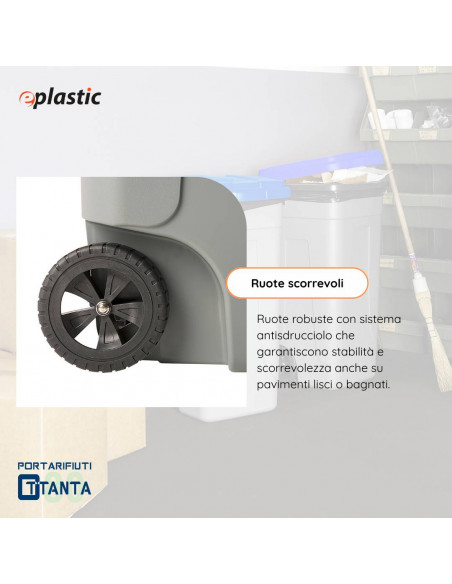 Bidone 80 litri con ruote per raccolta differenziata