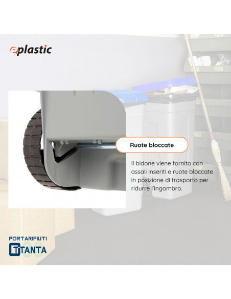 Bidone 80 litri con ruote per raccolta differenziata