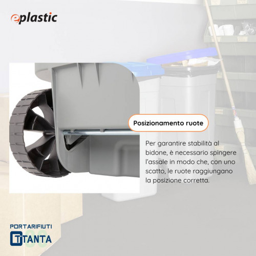 Bidone 80 litri con ruote per raccolta...