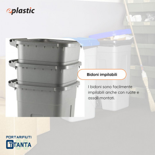 Bidone 80 litri con ruote per raccolta...