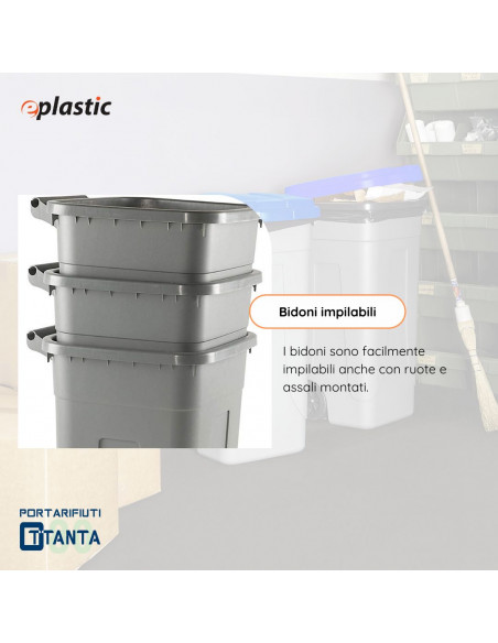 Bidone 80 litri con ruote per raccolta differenziata