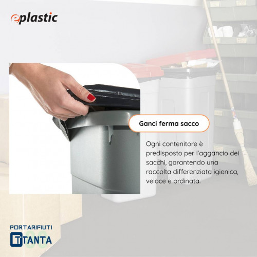 Bidone 80 litri con ruote per raccolta...