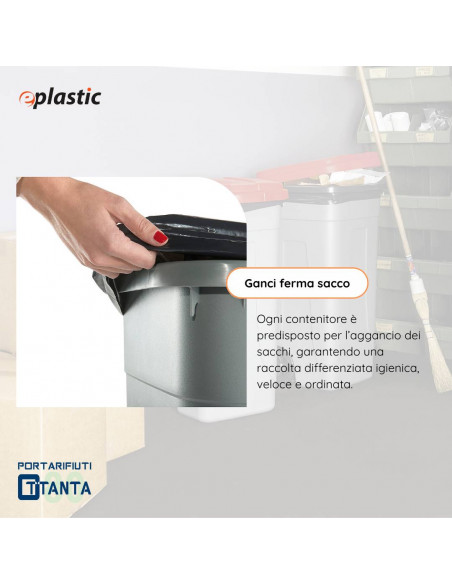 Bidone 80 litri con ruote per raccolta differenziata