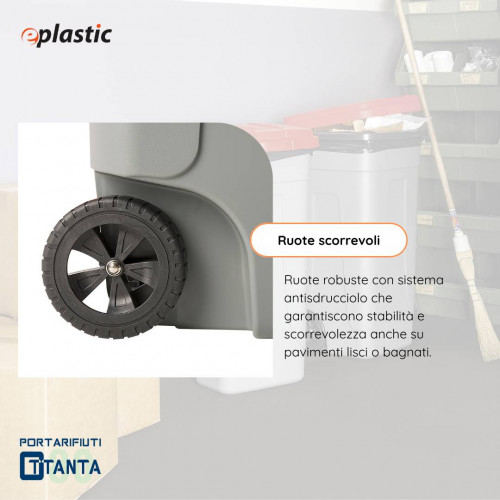 Bidone 80 litri con ruote per raccolta...