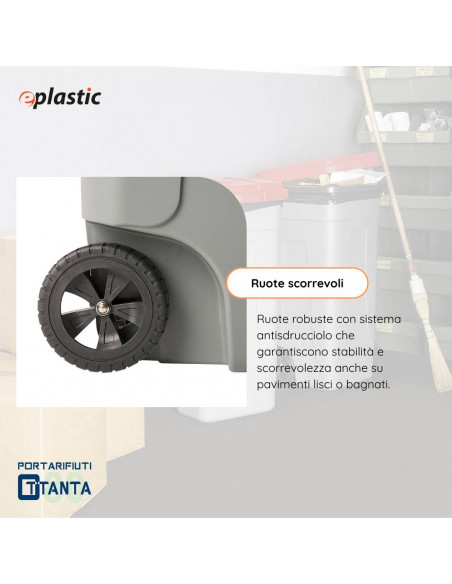 Bidone 80 litri con ruote per raccolta differenziata