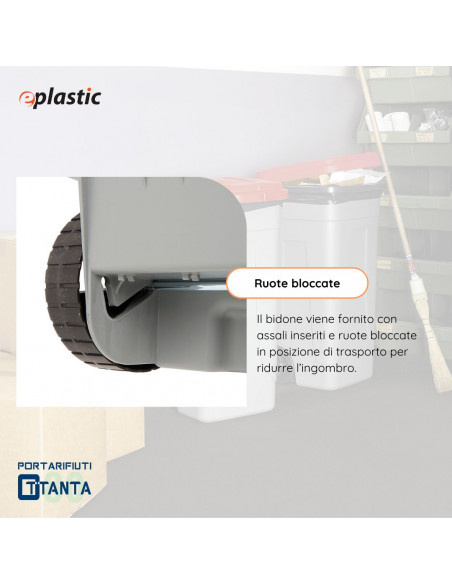 Bidone 80 litri con ruote per raccolta differenziata