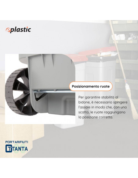 Bidone 80 litri con ruote per raccolta differenziata