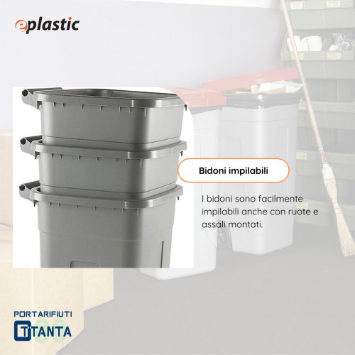 Bidone 80 litri con ruote per raccolta...