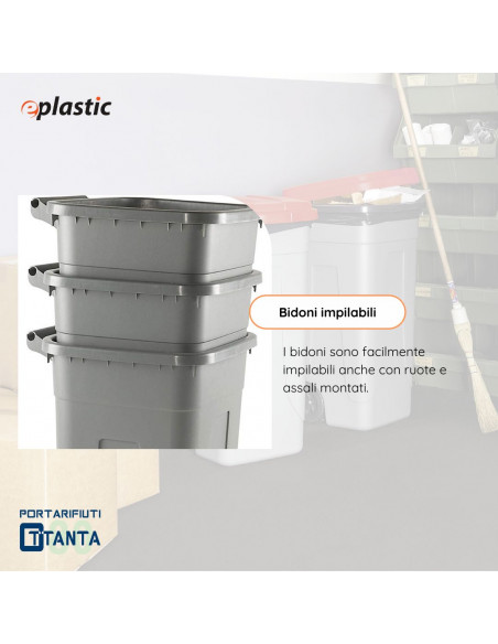 Bidone 80 litri con ruote per raccolta differenziata