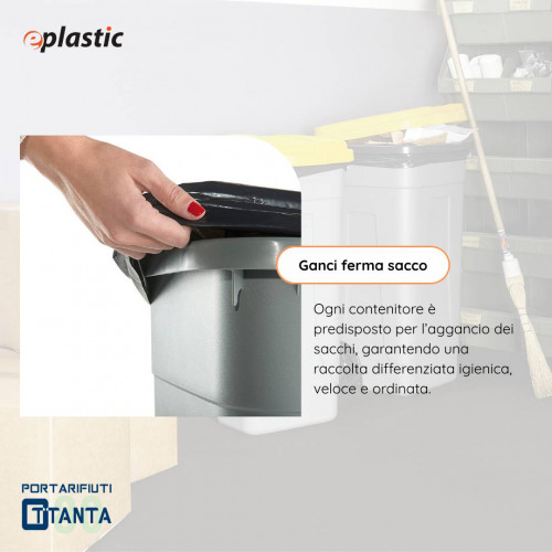 Bidone 80 litri con ruote per raccolta...