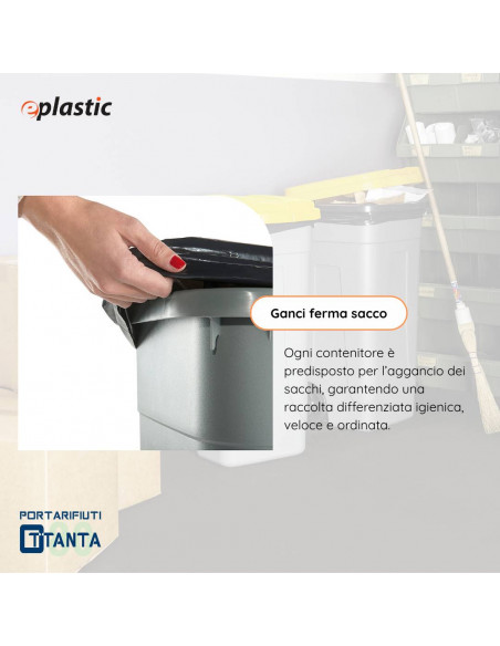 Bidone 80 litri con ruote per raccolta differenziata