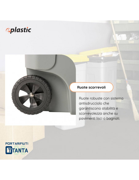 Bidone 80 litri con ruote per raccolta differenziata