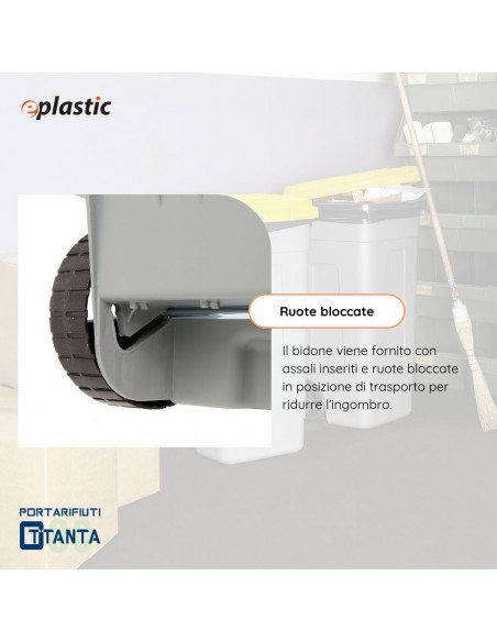 Bidone 80 litri con ruote per raccolta differenziata