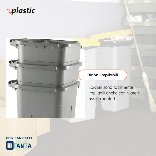 Bidone 80 litri con ruote per raccolta...