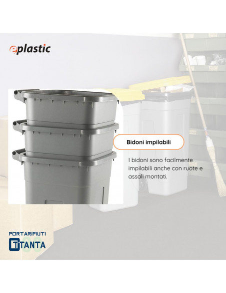 Bidone 80 litri con ruote per raccolta differenziata