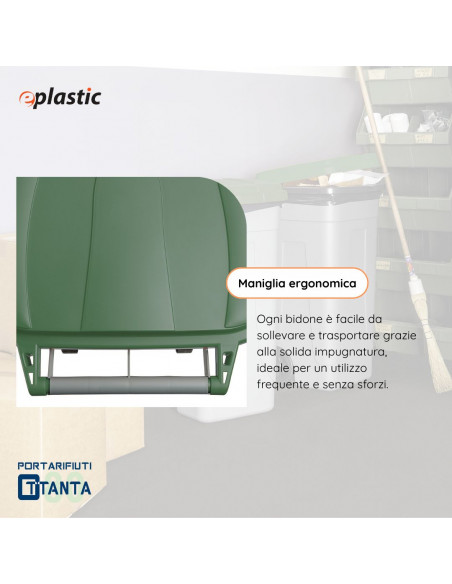 Bidone 80 litri con ruote per raccolta differenziata