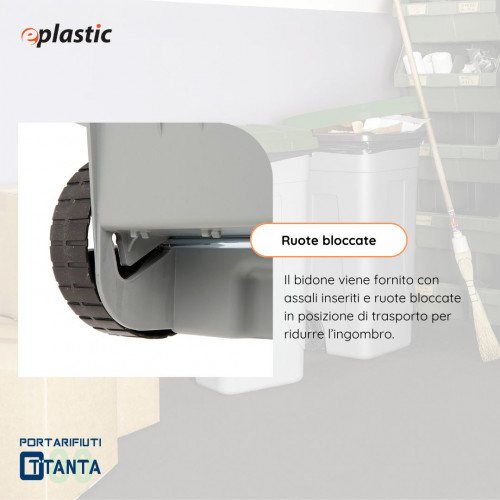 Bidone 80 litri con ruote per raccolta...