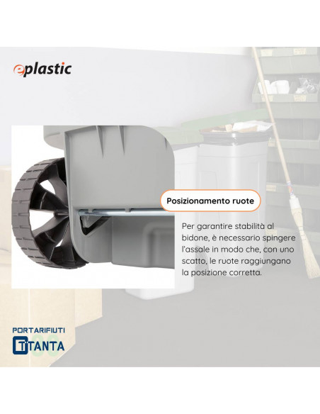 Bidone 80 litri con ruote per raccolta differenziata