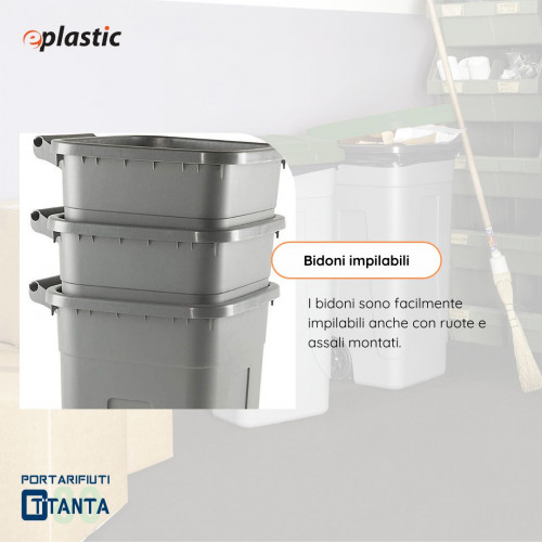 Bidone 80 litri con ruote per raccolta...