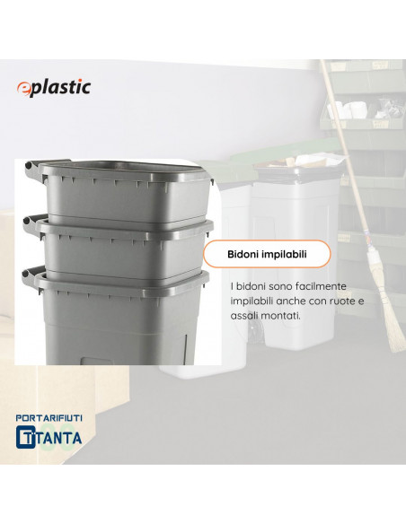 Bidone 80 litri con ruote per raccolta differenziata