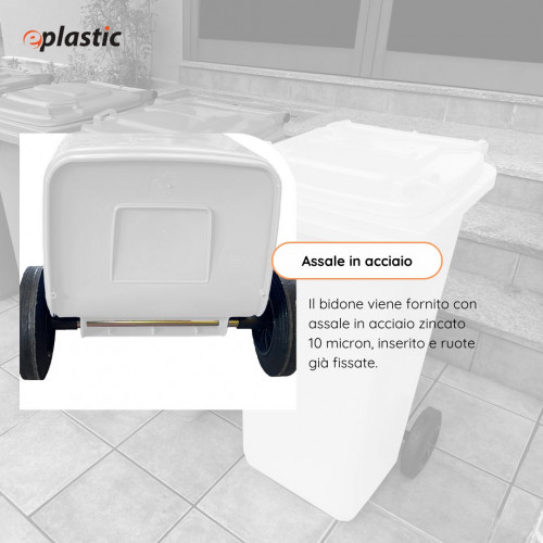 Bidone carrellato monocolore 240 litri per...