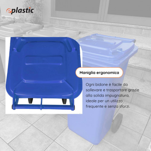 Bidone carrellato monocolore 240 litri per...