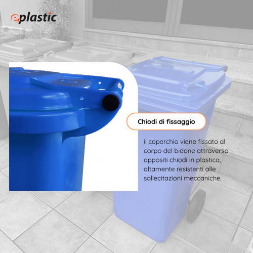 Bidone carrellato monocolore 240 litri per...