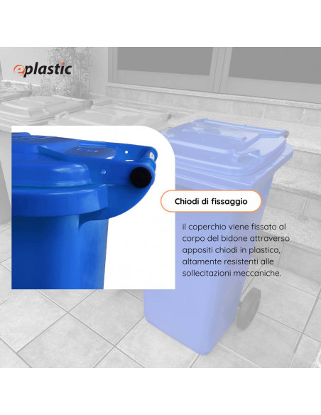 Bidone carrellato monocolore 240 litri per raccolta differenziata