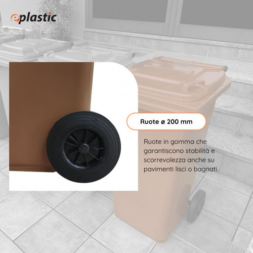 Bidone carrellato monocolore 240 litri per...