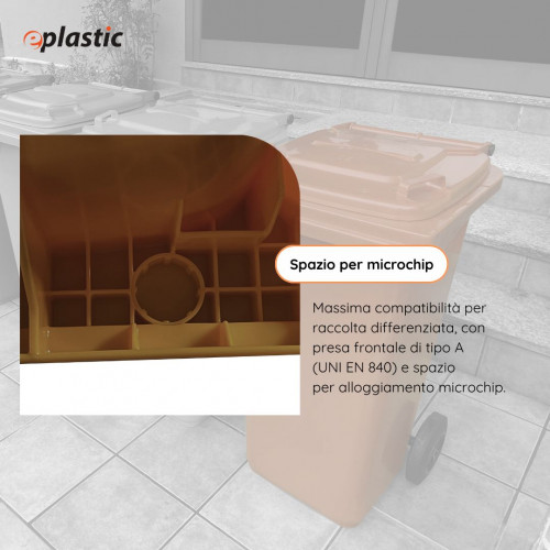 Bidone carrellato monocolore 240 litri per...