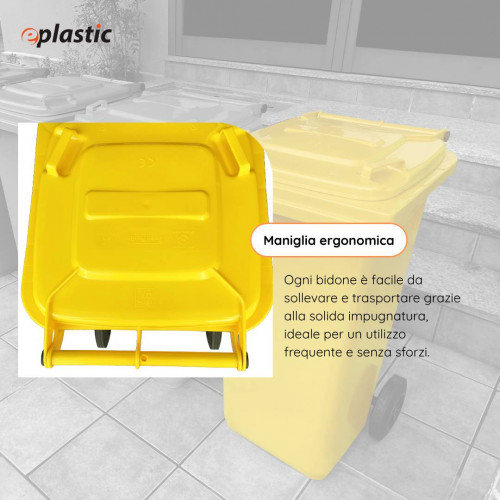 Bidone carrellato monocolore 240 litri per...