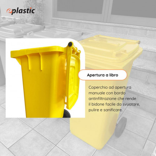 Bidone carrellato monocolore 240 litri per...