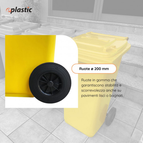 Bidone carrellato monocolore 240 litri per...