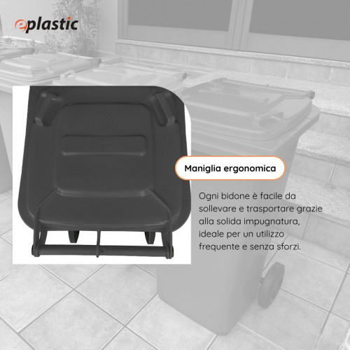 Bidone carrellato monocolore 240 litri per...