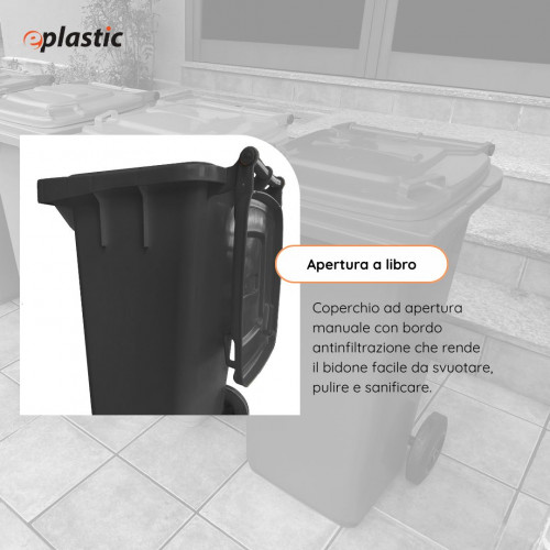 Bidone carrellato monocolore 240 litri per...