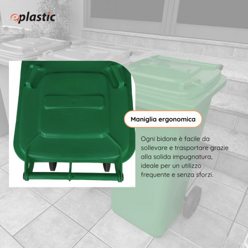 Bidone carrellato monocolore 240 litri per...