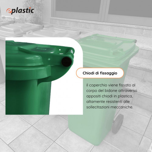 Bidone carrellato monocolore 240 litri per...