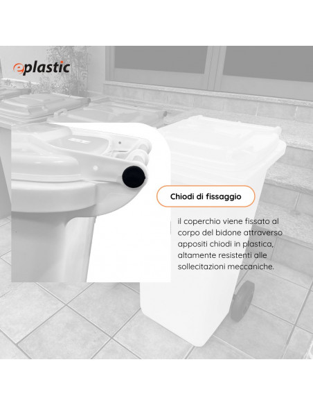 Bidone carrellato monocolore 120 litri per raccolta differenziata