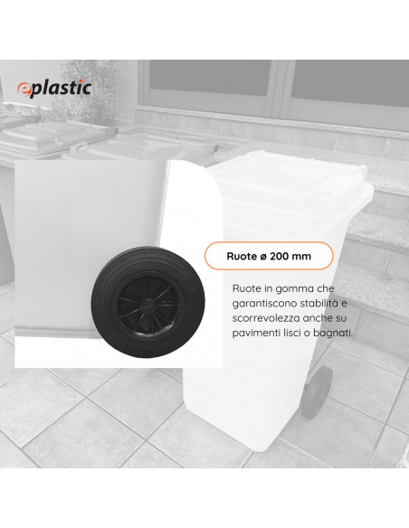 Bidone carrellato monocolore 120 litri per raccolta differenziata