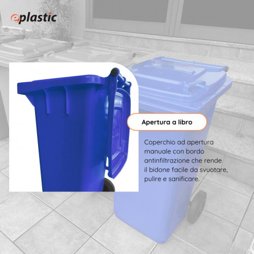 Bidone carrellato monocolore 120 litri per...