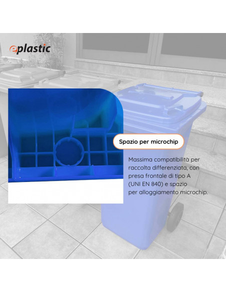 Bidone carrellato monocolore 120 litri per raccolta differenziata