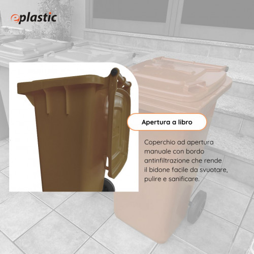 Bidone carrellato monocolore 120 litri per...